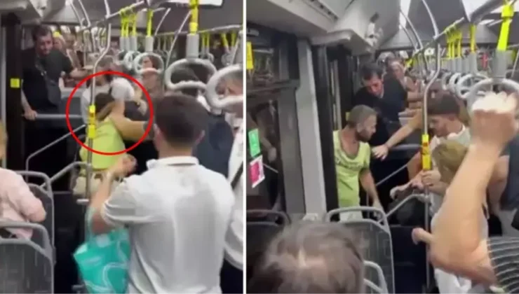 Metrobüs ringe dönüştü! Yumruklu kavga kamerada